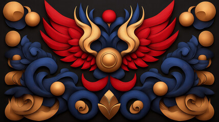 Poster - dynamic and colorful design featuring mythical elements and intricate patterns
