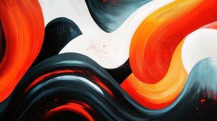 Fototapete - fluid, dynamic shapes and bright, saturated colors, conveying a sense of motion and energy.