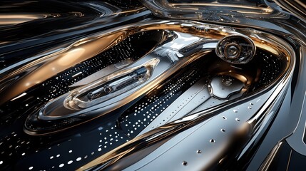 Aufkleber - polished metallic background decorated with high-tech details reflects a vision of the future, blending technology and artistry seamlessly