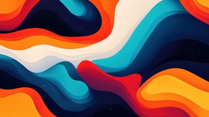 Poster - contemporary abstract background filled with bright colors and fluid, dynamic shapes that convey a sense of motion and artistic expression.