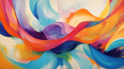 Poster - contemporary abstract background filled with bright colors and fluid, dynamic shapes that convey a sense of motion and artistic expression.