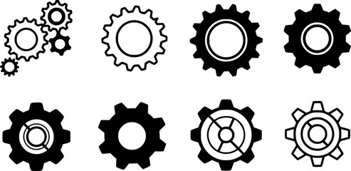 Poster - OutlineFilledVectorSign ofvs - gears vector icon . isolated transparent . setting sign . cogs symbol . gear wheel mechanism . black outline and filled version .