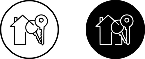Poster - OutlineFilledVectorSign ofvs - house key vector icon . dream home sign . isolated transparent . black outline and filled version .