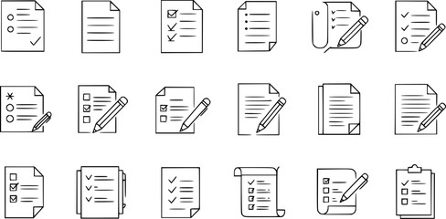 Poster - OutlineFilledVectorSign ofvs - writing pad vector icon . isolated transparent . paper with pencil . note / form . business contract . black outline and filled version . 