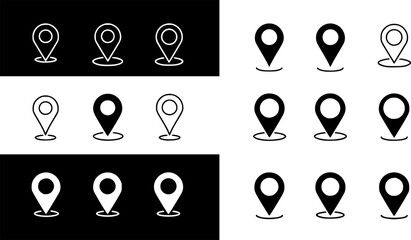 Poster - Outline Filled Vector Sign ofvs - map marker vector icon . location pin sign . travel destination . place logo . isolated transparent . outline and filled version .