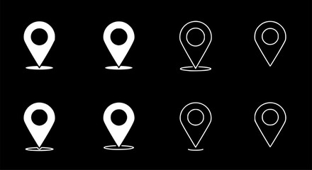 Poster - Outline Filled Vector Sign ofvs - map marker vector icon . location pin sign . travel destination . place logo . isolated transparent . outline and filled version .