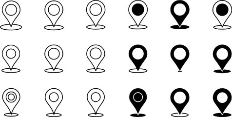 Poster - Outline Filled Vector Sign ofvs - map marker vector icon . location pin sign . travel destination . place logo . isolated transparent . outline and filled version .