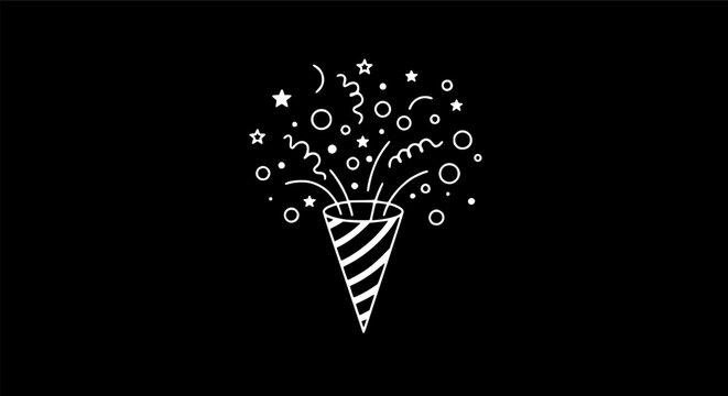 Outline Filled Vector Sign ofvs - confetti popper vector icon . isolated transparent . black outline and filled version 