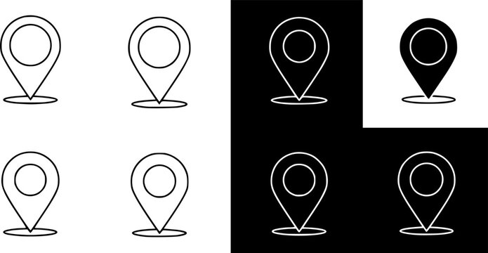 Outline Filled Vector Sign ofvs - map marker vector icon . location pin sign . travel destination . place logo . isolated transparent . outline and filled version .