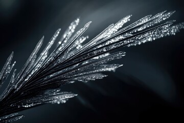 Poster - Close-up of a dew-covered plant, showcasing intricate details and glistening droplets.
