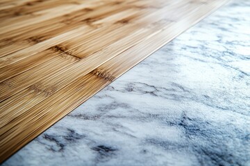 Aufkleber - Half bamboo wood and half marble texture background image.