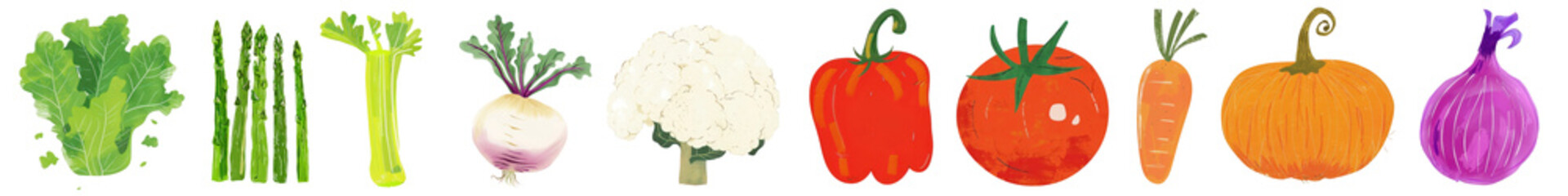 PNG Colorful vegetables watercolor illustration, isolated element set on transparent background