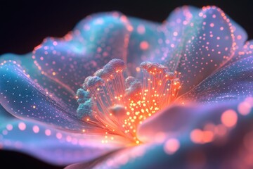 Poster - Glowing fiber optic flower, intricate details, vibrant colors, digital art.
