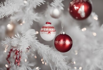 Wall Mural - ornaments christmas red white gift snow ball snowfall box father star decoration light christmassy n