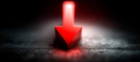 Poster - Red arrow down. Finance crisis depression market. Generative AI technology.	
