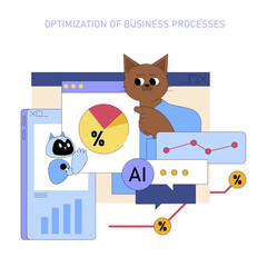 Poster - ai in global business management. flat vector illustration