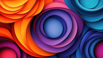 Poster - dynamic interplay of colorful concentric rings creating a mesmerizing layered composition abstract design vibrant hues radial patterns interplay