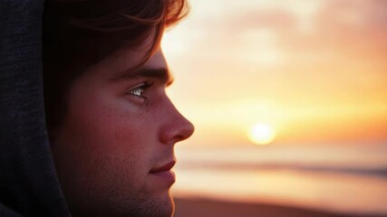 Poster - A close-up shot of a person wearing a hoodie, with the focus on their face and upper body.