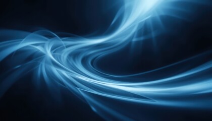 Poster - Dynamic blue light waves abstract digital art motion graphics dark background high contrast conceptual visuals for digital media