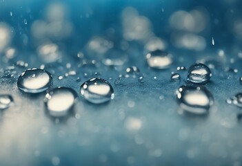 Wall Mural - blue drops metal panoramic banner water beaded droplet background glasses weather liquid moisture dr