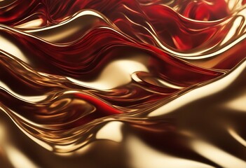 Poster - red wavy gold abstract glossy background glow illustration material element textile shiny colours texture flow wave fabric gradient curve purple elegant modern smooth graphic luxury ripple luxurious