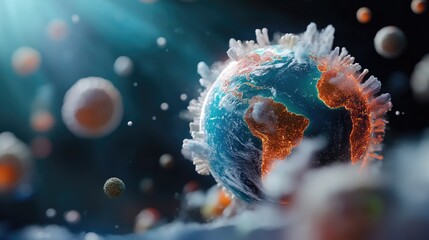 Wall Mural - dramatic earth with glowing continents and surreal clouds in space
