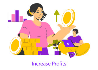 Poster - Business Process Scalling. Flat Vector Illustration