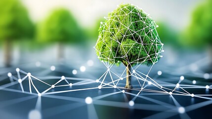 Poster - Interconnected Green Tree in Network Visualization