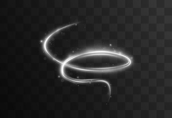 Fototapete - White dynamic light wave with sparkle and shimmer effects. Glowing twirl with bokeh and energy motion. Perfect for festive, abstract, or luxury-themed vector designs