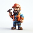 © Tanarak - A cheerful low-poly plumber, sporting a plaid shirt and safety helmet, proudly displays his trusty impact wrench, ready to tackle any plumbing repair or maintenance job with skill