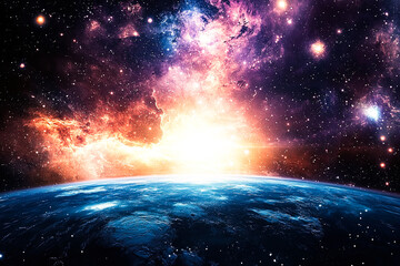 Wall Mural - Earth and Galactic Explosion