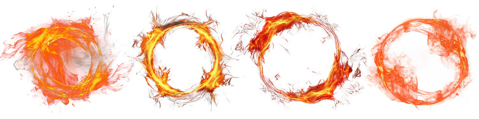 Wall Mural - png fiery circular energy designs, element set on transparent background