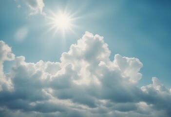 Wall Mural - clouds sunny sky copy sunlight day blue reflection background white space available in with