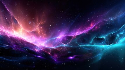 Poster - Abstract representation of a nebula captured in a cosmic scene featuring colorful gases and celestial wonders
