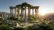 © Power Of Future - Impressive ancient ruins featuring a bold architectural roman temple surrounded by lush greenery and blue sky above