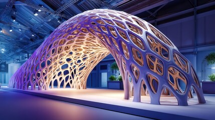 Poster - Striking modern building featuring a large dramatic 3d printed structure with innovative architectural design elements
