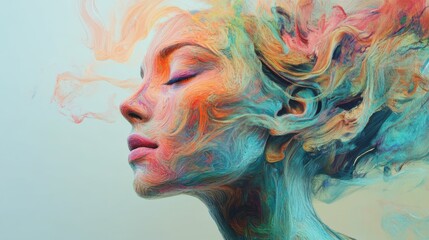 Poster - Abstract Figurative Artwork. Colorful Brush Strokes. Generative AI illustration