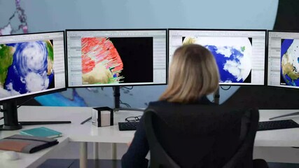 Poster - Scientist Woman Analyzing Global Warming
