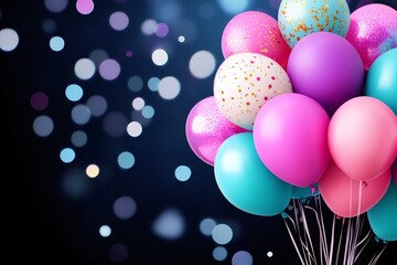 Poster - Colorful balloons floating on a sparkling background celebrating a festive occasion