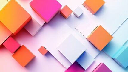 Poster - colors blend abstract square shapes behind plain white background illustration