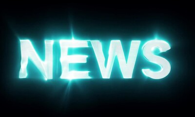 Poster - NEWS text in neon blue color set against a bold black background creating a modern visual display made with Generative AI technology

