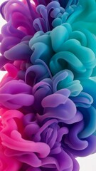 Wall Mural - abstract colorful clouds of vibrant ink swirling and blending, a mesmerizing display of fluid dynami