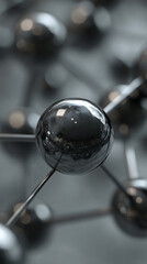 Aufkleber - close-up of metallic spheres connected by thin rods, creating a network structure, showcasing a tech