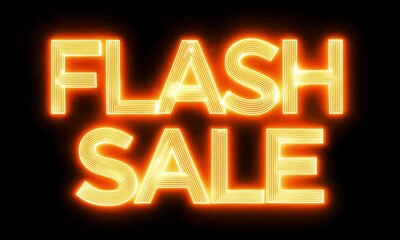 Poster - Neon orange FLASH SALE text with vivid zooming animation and bold visual effects made with Generative AI technology