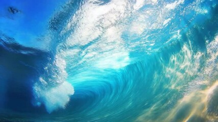 Poster - Serene Reflections and Waves Beneath Crystal Blue Ocean Water in Sunlight, Spreading Tranquility and Natural Beauty of Underwater Scene