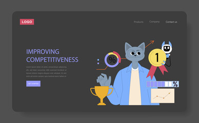 Poster - AI For Managers. Flat Vector Illustration