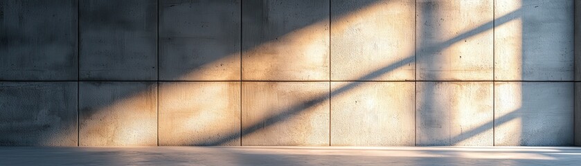 Poster - Subtle Touch of Gold on Grey Concrete Wall with Natural Light and Shadow Play in Modern Interior Setting