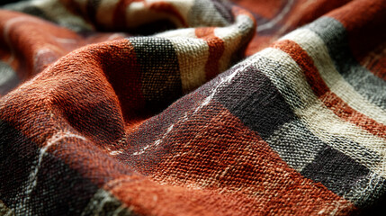 Aufkleber - Close-up of textured fabric with brown, beige, and gray stripes, creating a warm and rustic appearance, showcasing material texture for design inspiration