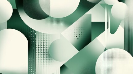 Poster - abstract geometric shapes in green and white illustration