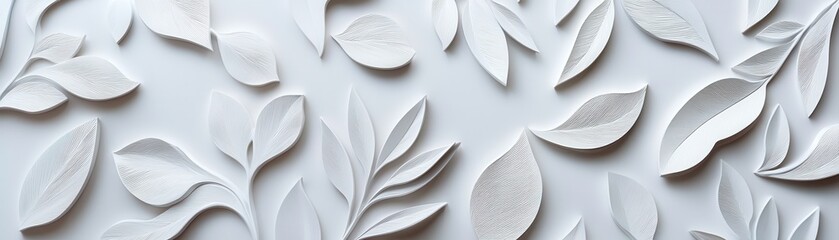 Poster - Clean and Modern 3D Leaf Motif Design in Pure White for Contemporary Decor and Graphic Use